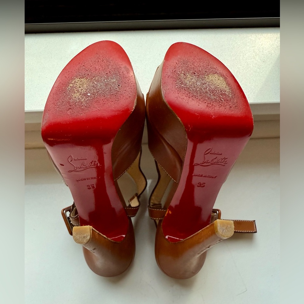 Christian Louboutin Camel Leather Gladiator Sandal Heels - Picture 7 of 8